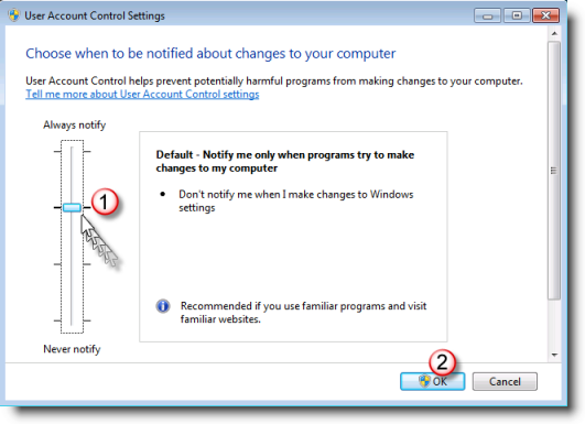 Adjust UAC Step:2